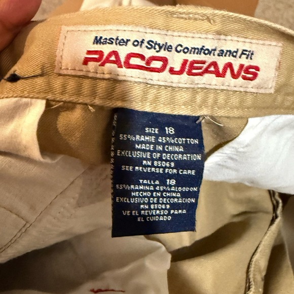 Paco Jeans Size 18  Khaki RipStop Cargo Pants Tan/ Brown Sport/ Gaming Vintage - Picture 5 of 6